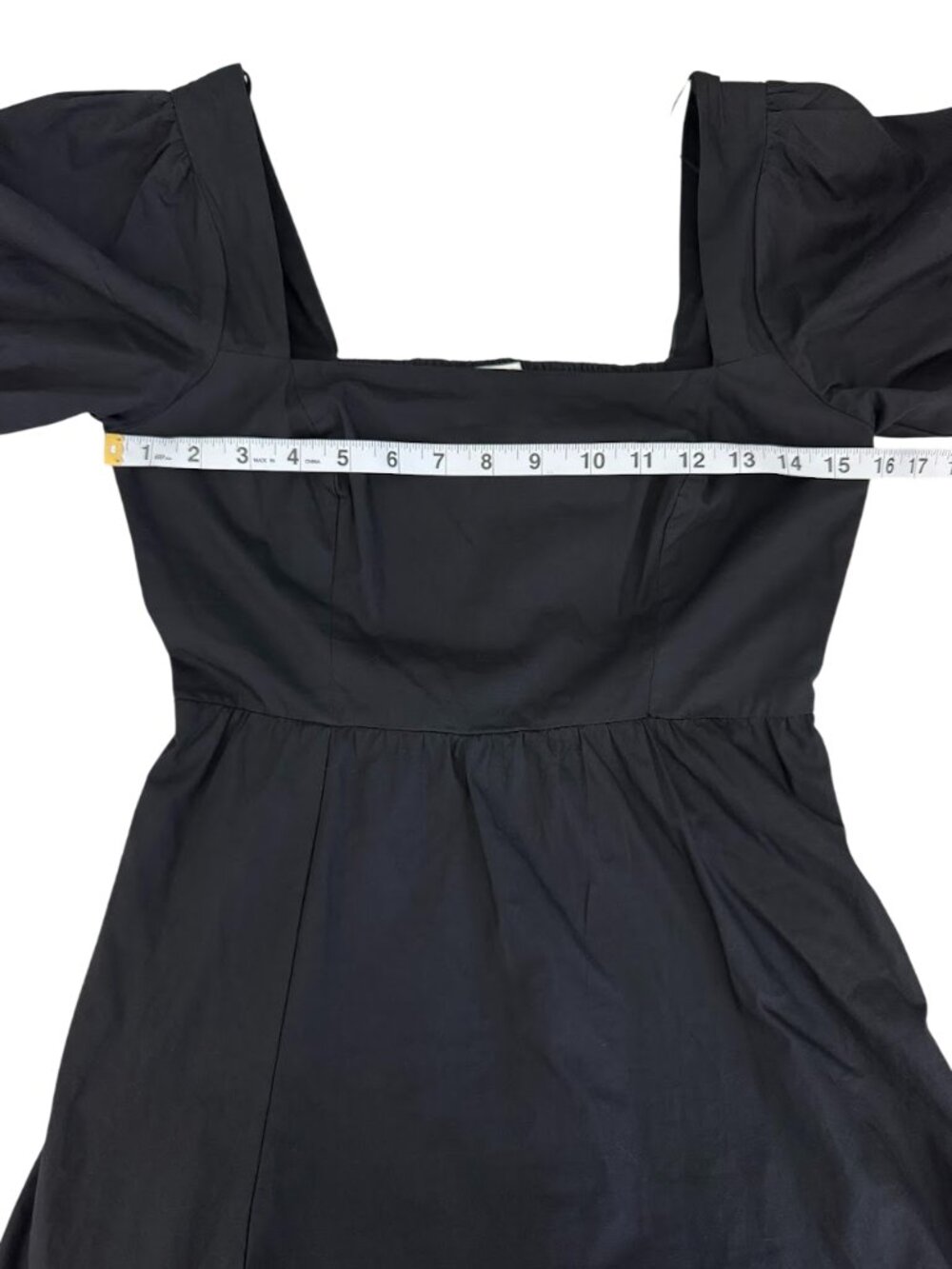 ASTR The Label Black Cotton Puff Sleeve Midi Dress Size S - Picture 5 of 12
